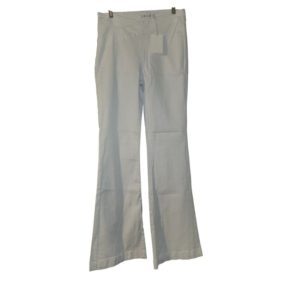NWT CELLO Wide Leg Flare Jeans White Cotton Blend Size L S